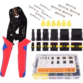 798Pcs 43 Kits Waterproof Automotive Wire Connectors With Ratcheting Wire Crimper, 1/2/3/4/5/6 Pin Automotive Electrical Connectors With Wire Crimping Tool Kit