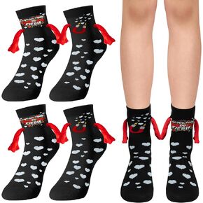 Valentine's Day Holding Hands Socks - 2 Pairs Funny Magnetic Hand in Hand Couple Socks Black Hold Hands Friendship Magnet Socks for Kids Adult Women Girls Men Valentine’s Day Exchange Gifts in Kuwait