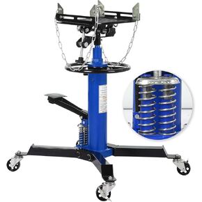 2-Plunger Transmission Jack, 1322 LBS (3/5 Ton) Capacity 33.5"- 69" High Lifting Height, 2-Stage Hydraulic Telescopic Jack, Heavy Duty Floor Jack w/Foot Pedal, 360° Swivel Wheel, Yellow