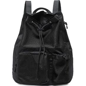 Lohol Large Mesh Drawstring Backpack with Shoe Bag, Durable Swimming String Sack with Handle for Sports Gym Yoga Beach Travel