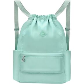 Drawstring Backpack with Wet Pocket Gym Backpack Water-Resistant Cinch String Bag Beach Swim for Women Men（Pink）