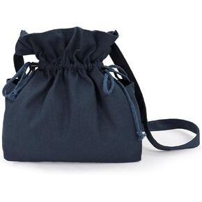 FURPHI Medieval Drawstring Bag Canvas Shoulder Bag with Side Pakets Waist Pouch Costume Accessories for Festival LARP (Black)