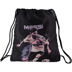 Messi Men's Lifestyle Drawstring Bag, Side Pocket & Comfortable Straps, Black, One Size