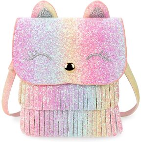 mibasies Kids Purse Gifts for Little Girls Toddler Cat Unicorn Tassel Crossbody Bag Shoulder Bag
