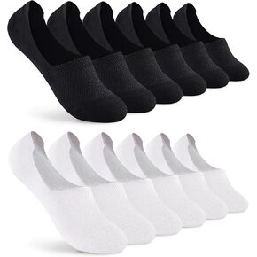 No Show Socks Womens - 6 Pairs Cotton Ankle Socks for Women, Cushioned Low Cut Casual Socks Invisible Flat Boat Liner