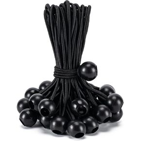 30 Pack Ball Bungee Cord, 6 Inch Heavy Duty Bungie Cord Balls Canopy Tarp Tie Down Bungee Balls for Camping, Tents, Cargo,Holding Wire and Hoses, Patio Umbrellas, Awning (Black)