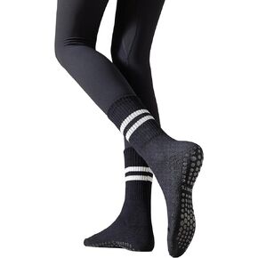 Irisbear Womens Pilates Socks with Grips Non Slip Yoga Socks Barre Gym Athletic Grippy Socks for Women