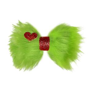 Green Bow Hair Clip Red Glitter Heart Costume Accessories Women Men