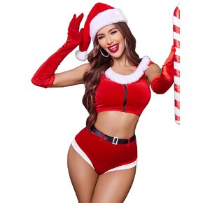 Avidlove Lingerie for Women Fuzzy Velvet Babydoll Bodysuit Boudior Outfits 2 Piece Pajamas with Belt