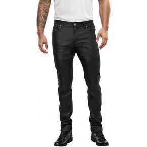 Ethanol Mens Slim Fit Ethanol Stretch Fashion Casual Faux Leather Pants