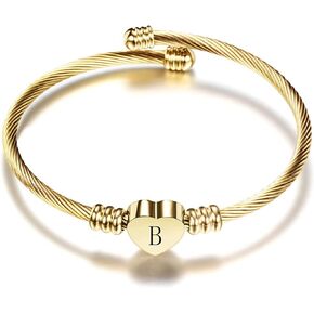 VQYSKO Gold Bracelets for Girls-A to Z Stainless Steel Heart Initial Girl Jewellery, Birthday Gifts for Girls