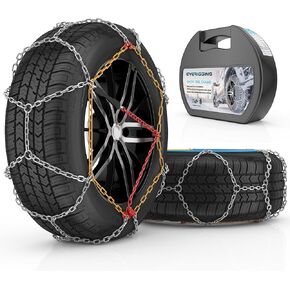 Snow Tire Chains for Car SUV Pickup Trucks, Universal Tire Chains for Snow, Adjustable Quick Fit Easy Installation Emergency Snow Tire Chain, KN130, Set of 2