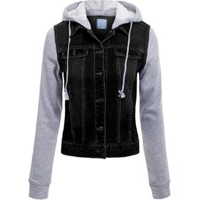 Design by Olivia Women's Classic Casual Hooded Denim Jacket