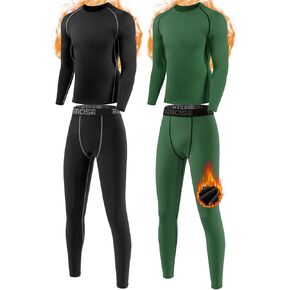 Youth Boys Thermal Underwear Set Compression Fleece Lined Leggings with Athletic Shirts Base Layer