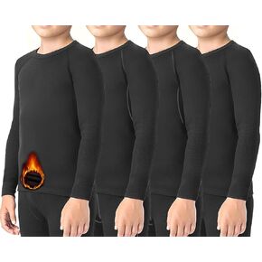 HOPLYNN Youth Boys 2 Set Thermal Underwear Compression Leggings and Shirts Long Johns, Kids Fleece Warm Lined Base Layer