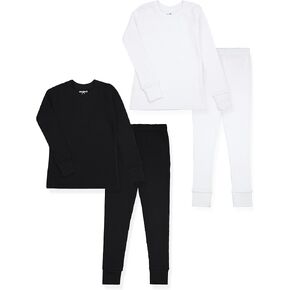 Studio 3 Kids' Thermal Long John Set for Boys - 4 Piece Underwear Long-Sleeve Shirt and Bottom - Cold Weather Base Layer Set