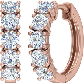 2 to 3 1/10 Carat Diamond Hoop Earrings in 14K Gold - IGI Certified