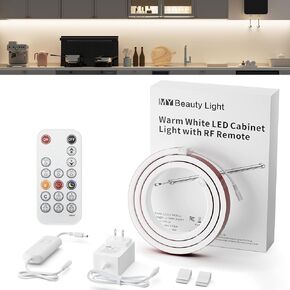 MY BEAUTY LIGHT مشرق سيليكون LED تحت أضواء الخزانة، 3.8ft Plug-in 4000K 950lm أبيض دافئ قابل للتعتيم تحت شريط إضاءة الخزانة مع جهاز تحكم عن بعد RF للمطبخ، تحت المنضدة، غرفة النوم، ديكور الحمام