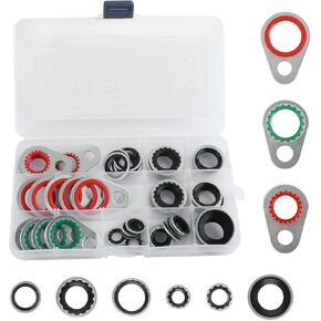 60PCS AC O Ring Kit&AC Seal Kit for AC Compressor,O Ring Assortment Kit for Air Conditioning Parts Replacement,O Ring Kit with Multiple Sizes of O Rings Gasket Fits Most Cars