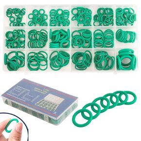 270Pcs O Ring Assortment Kit,Car Air Conditioning AC O Ring Kit,Seals Gasket Washer Rubber Sealing O Rings Gasket for Professional Automotive Mechanic Tools Home Repairs 18 Sizes Green