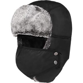 Homaisson Winter Hats with Mask Trapper Trooper Hat with Ear Flaps Russian Bomber Ushanka Hats Men Women Waterproof Windproof