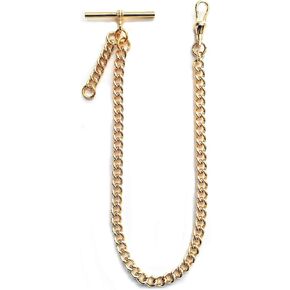 Dueber Yellow Gold Plated Albert Pocket Watch Chain with fob Drop