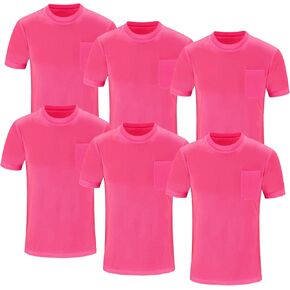 Men's Workout Shirts Hi Vis Safety T-Shirt Tee Moisture Wicking Short Sleeve Bulk