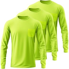 High Visibility Long Sleeve T Shirts Safety Fit Work Shirts Sun Protection Construction Shirts for Men