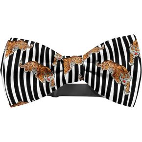 Adjustable Pre-tied bow tie for toddler Boys (Tiger Embroidery Design Modern Pattern) Elegant Cute Bowties for Dogs Cats Pets