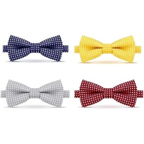 NYASAA 4 Colors Adjustable Buckle & Strap Tied Toddler Bow Tie Polka Dot Tie for Boys Kids Infants in Different style