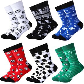 HooLing 6 Pairs Boy Soccer Socks Novelty Soccer Socks Unisex Sports Socks Casual Crew Funny Gifts for Women Men
