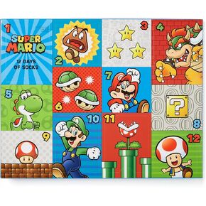 Mario Boys Super Assorted Crew & Ankle 12 Days of Socks Advent Box