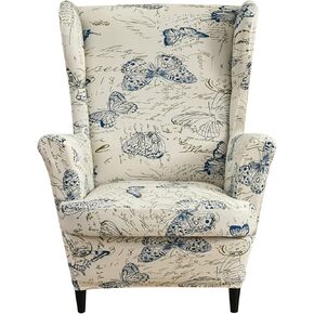 CRFATOP Polyester Wing Chair Covers 2 Piece Stretch Wingback Chair Slipcover Solid Wingback Armchair Covers with Elastic Bottom for Living Room Bedroom Wingback Chair,A32 in Kuwait