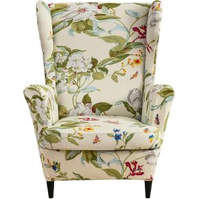 CRFATOP Polyester Wing Chair Covers 2 Piece Stretch Wingback Chair Slipcover Solid Wingback Armchair Covers with Elastic Bottom for Living Room Bedroom Wingback Chair,A32