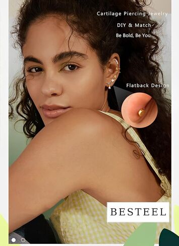 27 Pcs Flat Back Earrings Hypoallergenic Surgical Steel Cartilage Stud Earring Stacks Set for Mutiple Piercing Dainty Chain Dangle Conch Tragus Daith Helix Piercing Jewelry for Women Men Trendy 16G in Kuwait