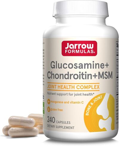 Jarrow Formulas Glucosamine + Chondroitin + MSM Capsules, Joint Support Supplement with Vitamin C and Manganese, 240 Capsules, 60 Day Supply in Saudi Arabia