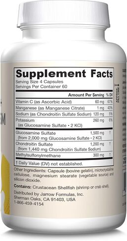 Jarrow Formulas Glucosamine + Chondroitin + MSM Capsules, Joint Support Supplement with Vitamin C and Manganese, 240 Capsules, 60 Day Supply in Saudi Arabia