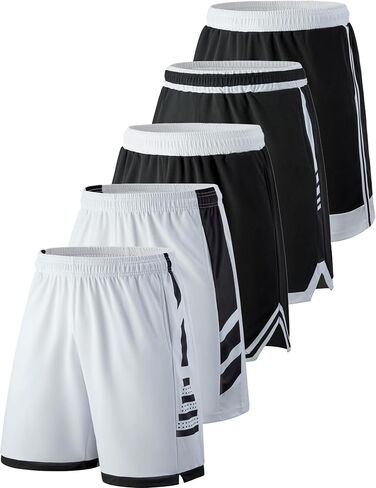 Liberty Imports 5 Pack Men's Quick Dry Athletic Shorts with Pockets Elastic Waist Activewear for Workout Gym Basketball in Saudi Arabia