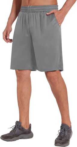 LalaHooK Basketball Gym Mens Shorts - Athletic Quick Dry Black Workout Shorts with Pockets for Casual Running Activewear in Saudi Arabia