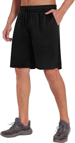 LalaHooK Basketball Gym Mens Shorts - Athletic Quick Dry Black Workout Shorts with Pockets for Casual Running Activewear in Saudi Arabia
