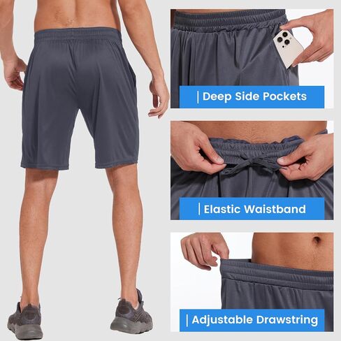 LalaHooK Basketball Gym Mens Shorts - Athletic Quick Dry Black Workout Shorts with Pockets for Casual Running Activewear in Saudi Arabia