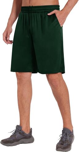LalaHooK Basketball Gym Mens Shorts - Athletic Quick Dry Black Workout Shorts with Pockets for Casual Running Activewear in Saudi Arabia