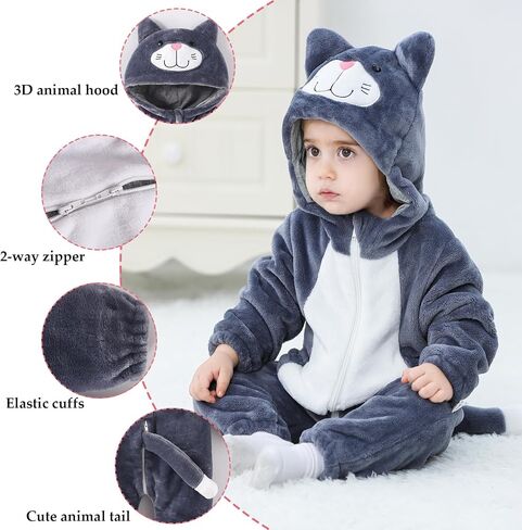 TONWHAR Unisex Baby Animal Halloween Costume Kid's and Toddler's Autumn Winter Outfits Jumpsuit in Kuwait