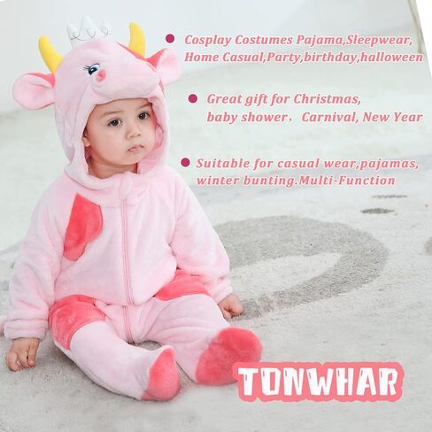 TONWHAR Unisex Baby Animal Halloween Costume Kid's and Toddler's Autumn Winter Outfits Jumpsuit in Kuwait