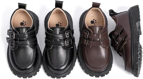 Kannior Boys Girls Oxford PU Leather Shoes Little Kid Wedding Dress Shoes Toddler Lace Up Non-Slip Texture Sole Loafer Flats Classic School Uniform Walking Shoes in Saudi Arabia