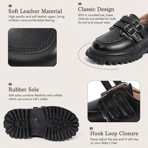 Kannior Boys Girls Oxford PU Leather Shoes Little Kid Wedding Dress Shoes Toddler Lace Up Non-Slip Texture Sole Loafer Flats Classic School Uniform Walking Shoes in Saudi Arabia