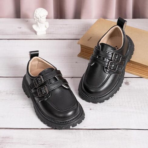 Kannior Boys Girls Oxford PU Leather Shoes Little Kid Wedding Dress Shoes Toddler Lace Up Non-Slip Texture Sole Loafer Flats Classic School Uniform Walking Shoes in Saudi Arabia