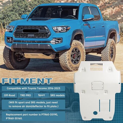 حماية لوحة الانزلاق الأمامية من ECOTRIC متوافقة مع استبدال تويوتا تاكوما 2016-2023 لـ PTR60-35190، PTR60-35160 مطلي بمسحوق الألومنيوم in Saudi Arabia