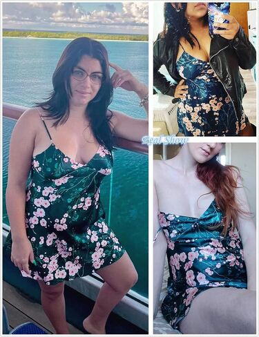 Holagift® Womens Lingerie Floral Print Dress Nightgown Satin Bohemian Slip Sleepwear Negligee Chemise Pajamas Going Out in Saudi Arabia