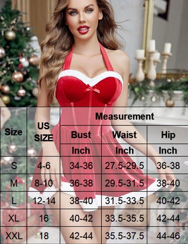 Avidlove Christmas Dress Halter Corset Mini Dress Sexy Santa Dress Costume Christmas Lingerie Babydoll in Saudi Arabia
